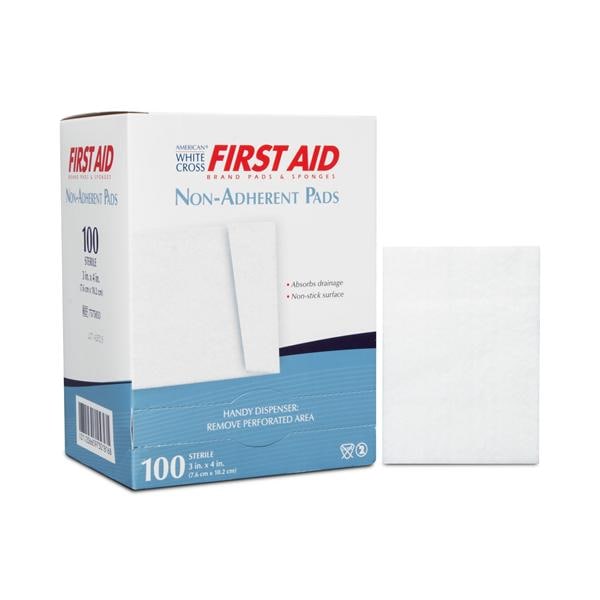 Dukal LLC American White Cross Rayon Pad 3x4" Sterile Non-Adherent Absorbent LF, 12 BX/CA - 7575033
