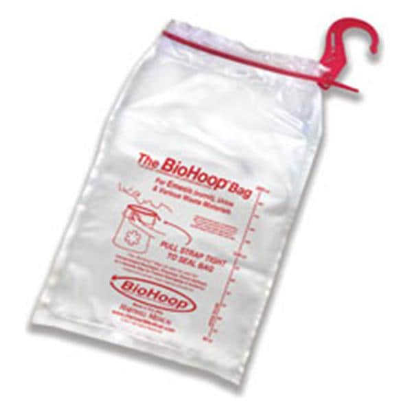 Hartwell Medical -BioHoop Emesis/Collection Bag 1.5mil 8x13-3/4" Clear Cinchable Strap Polypropylene Graduations Non-Sterile Disposable Protective Cuff, Hook/Volume Indicators Large 12/Package, 40 PK/CA BH 1100H