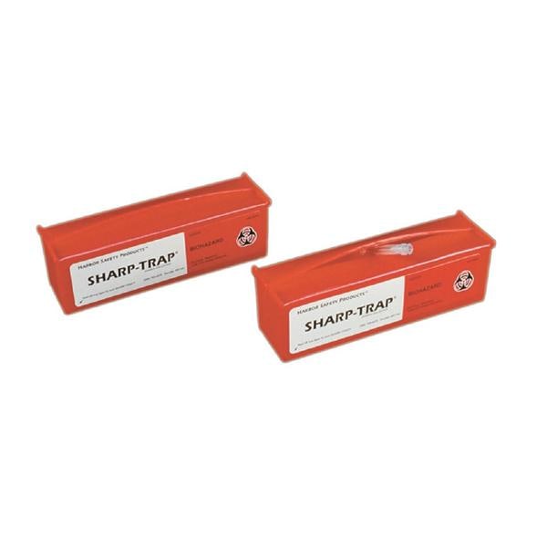 Harbor Safety Products -Sharp-Trap Sharps Container 0.5qt Red 2x2x7" Hinged Lid Horizontal Drop Plastic Portable Non-Sterile Disposable Pocket Shuttle Each, 100 EA/CA ST100