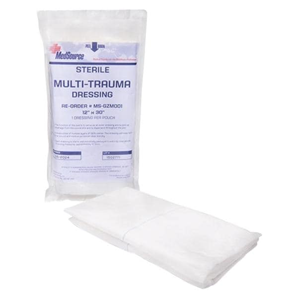 Medsource International Cotton Multi-Trauma Dressing 12x30" Sterile Absorbent, 50 EA/CA - MS-GZM00150