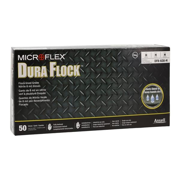 Microflex Inc -MICROFLEX Dura Flock Nitrile Exam Gloves Medium Green DFK-608-M