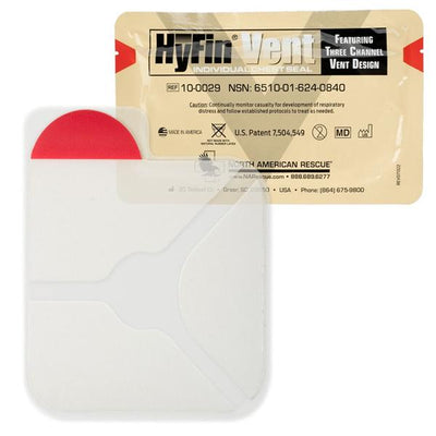 North American Rescue LLC  HyFin Plastic Chest-Seal Chest Seal 6x6" Non-Sterile Transparent LF - 10-0029