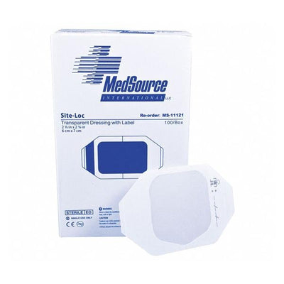 Medsource International Site-Loc Polyurethane Film Transparent Dressing 2.4x2.75" Sterile Adhs Trans, 4 BX/CA - MS-11121