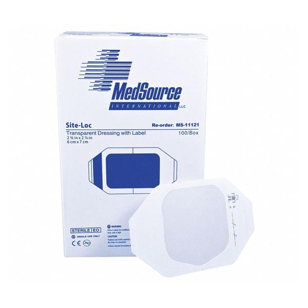 Medsource International Site-Loc Polyurethane Film Transparent Dressing 2.4x2.75" Sterile Adhs Trans, 4 BX/CA - MS-11121