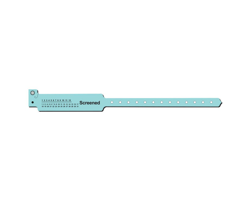 PDC Sentry® Alert Bands® Poly "Screened" Pre-printed, 1" x 11-1/2" Adult Aqua, 500 per Box | 5055C-35-PDM