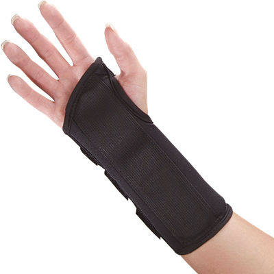 DEROYAL BLACK WRIST SPLINT (PACKAGING - EACH) (LENGTH - 8")