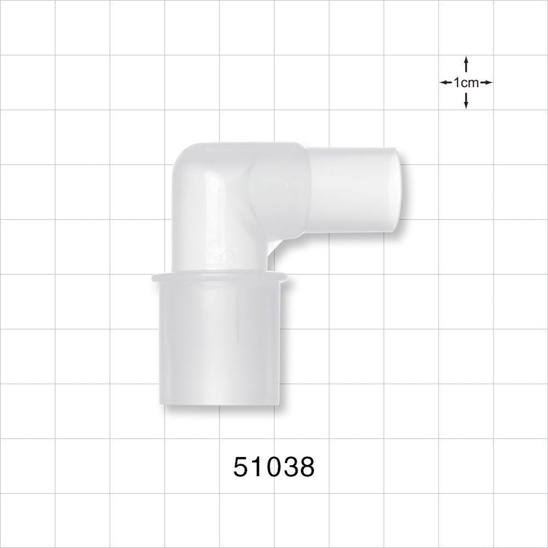 Elbow Connector, Natural - 22 mm OD / 15 mm ID x 15 mm OD - 51038