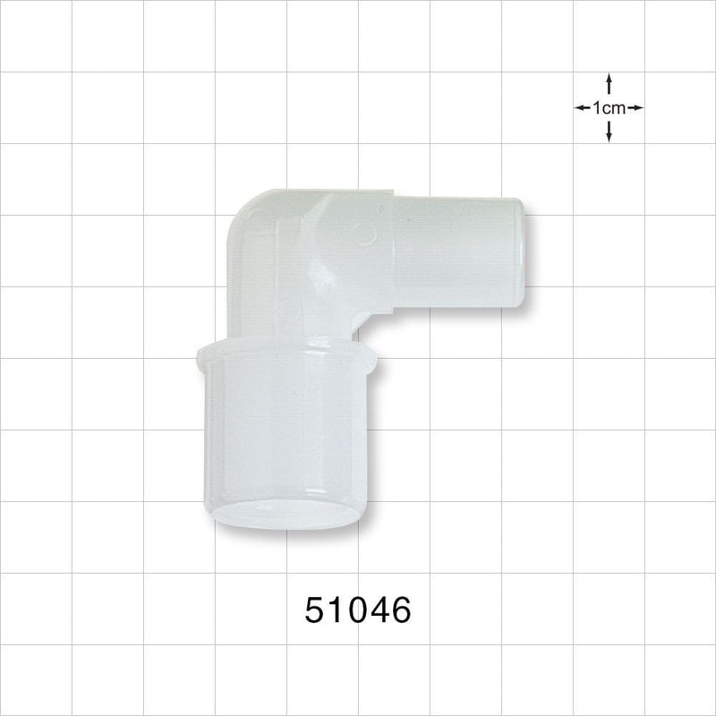 Elbow Connector, Natural - 22 mm OD/15 mm ID x 15 mm OD - 51046