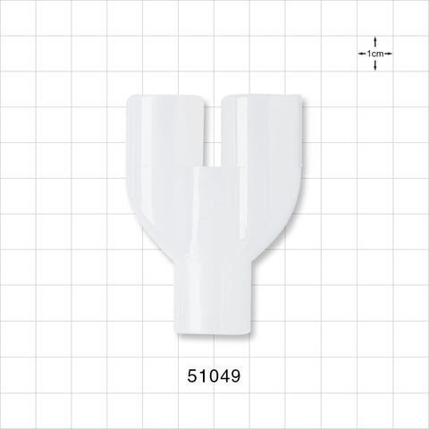 Y Connector, Parallel, Tubing Ports, Natural - 22mm OD; 22mm OD; 22mm OD/15mm ID - 51049