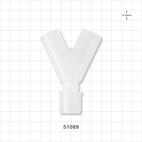 Y Connector, Tubing Ports, Natural - 22 mm OD; 22 mm OD; 22 mm OD/15 mm ID - 51089