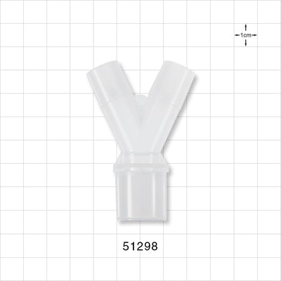 Y Connector, Tubing Ports, Natural - 15mm OD x 15mm OD; 22mm OD/15mm ID - 51298