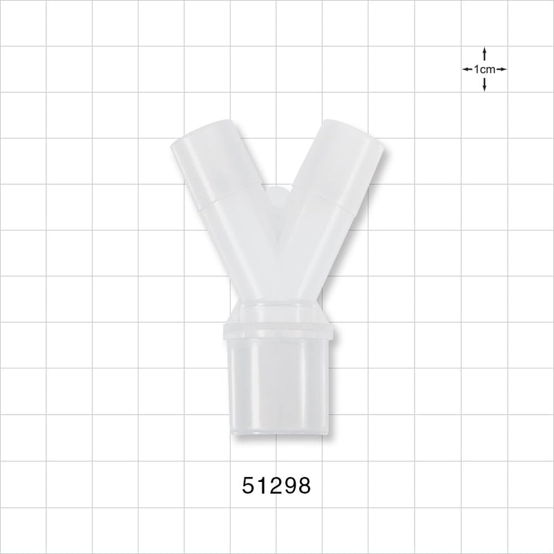Y Connector, Tubing Ports, Natural - 15mm OD x 15mm OD; 22mm OD/15mm ID - 51298