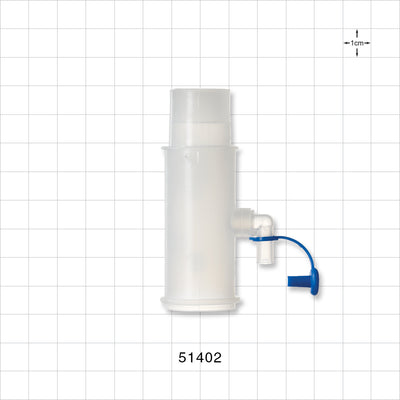 Straight Connector, Tubing Port, Side Port with Cap, Natural - 22 mm x 15 mm ID - 51402
