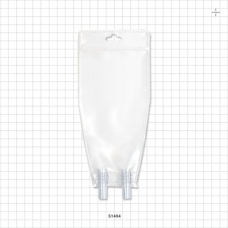 Bag, 2 Tube Ports, Non-Sterile - 100 ml; 2 Tubes 0.258 inch ID (6.55 mm) - 51494