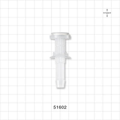 Sanitary Flange, Barbed, Natural, Pre-Attached Gasket - 0.5 inch/0.75 inch Mini; Fits 3/8 inch ID Tubing (0.375 inch, 9.53 mm) - 51602