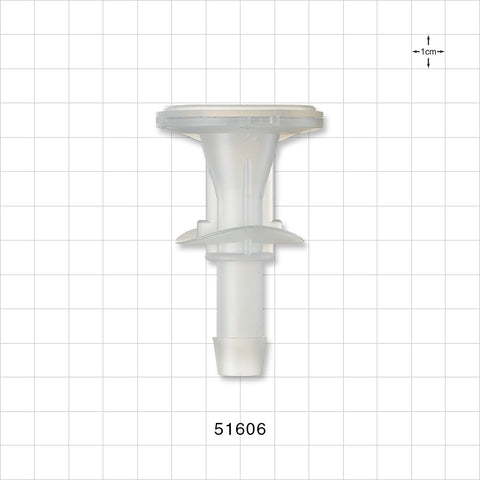 Sanitary Flange, Barbed, Natural, Pre-Attached Gasket - 1 inch/1.5 inch Standard; Fits 1/2 inch ID Tubing (0.5 inch, 12.7 mm) - 51606