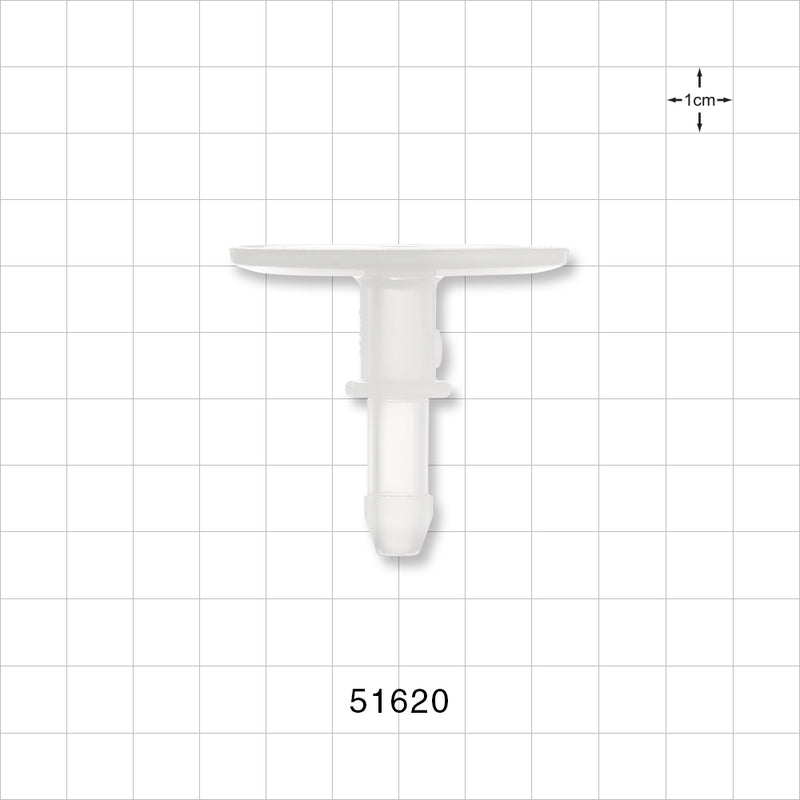 Sanitary Flange, Barbed, Natural - 1 inch/1.5 inch Standard; Fits 1/4 inch ID Tubing (0.25 inch, 6.35 mm) - 51620