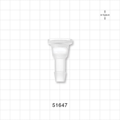 Sanitary Flange, Barbed, Natural - 0.5 inch/0.75 inch Mini; Fits 3/8 inch ID Tubing (0.375 inch, 9.53 mm) - 51647
