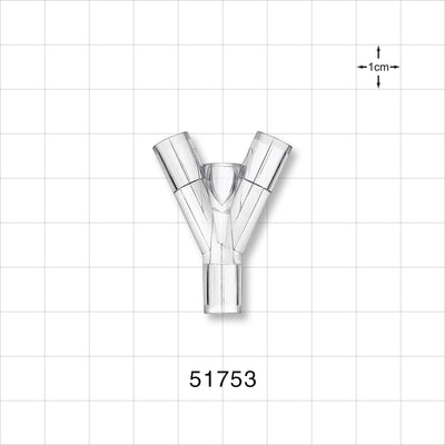 Y Connector, Tubing Ports, Natural - 0.268 inch ID (6.8 mm) - 51753