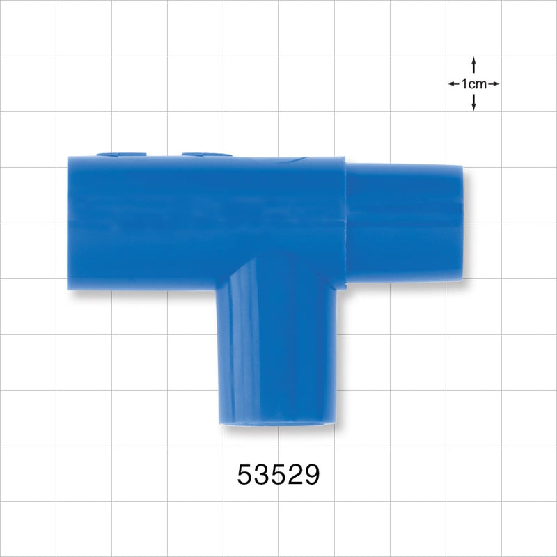 T Connector, Reducer, Blue - 22 mm ID x 15 mm ID x 22 mm OD - 53529