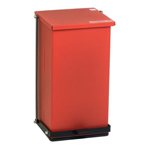 Detecto Scales Co Trash Can 8 Gallon Red Epoxy Steel with Step-On Pedal, Self-Closing Lid, Labels Each - P-32R