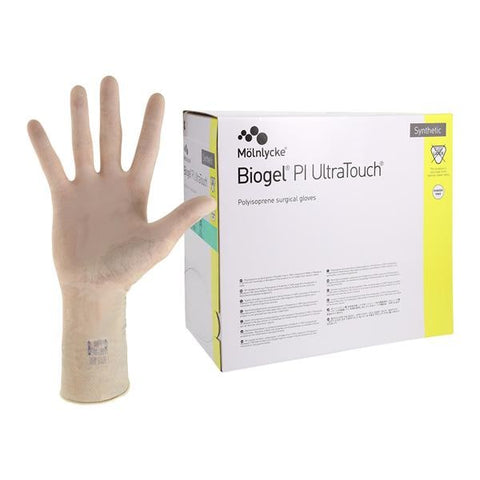 Molnlycke Healthcare -Biogel PI UltraTouch Synthetic Surgical Gloves 7 Straw Chemo Approved, 4 BX/CA 41170