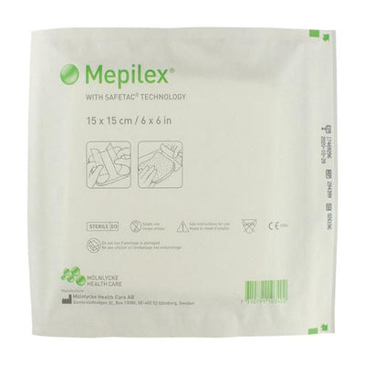 Molnlycke Health Care Mepilex Foam Dressing 6x6" Sterile Non-Adherent Self-Adhesive Absorbent LF, 5 BX/CA - 294399