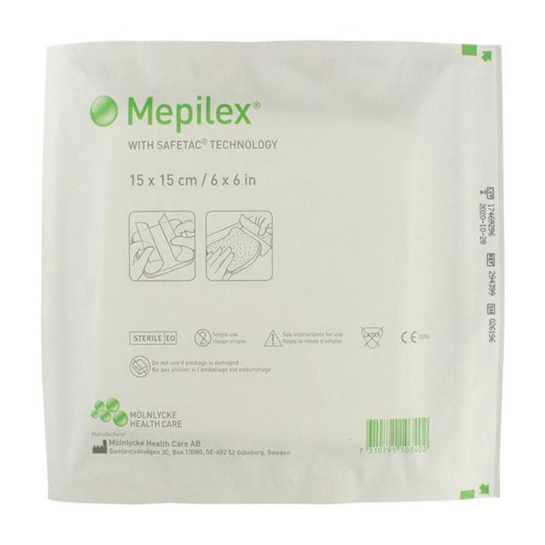 Molnlycke Health Care Mepilex Foam Dressing 6x6" Sterile Non-Adherent Self-Adhesive Absorbent LF, 5 BX/CA - 294399