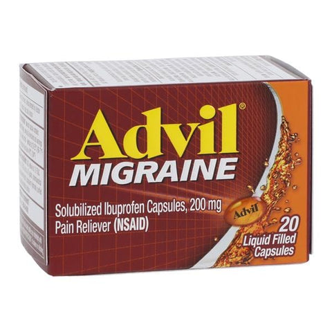 Haleon Company Advil Migraine NSAID Liquid Gel Capsules 200mg 20/Bottle, 72 BT/CA - F00573016820P