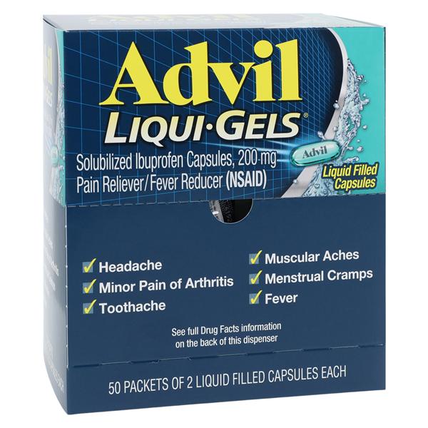 Haleon Company Advil NSAID Liquid Gel Capsules 200mg 50x2/Box, 24 BX/CA - F00573016902X