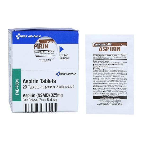 Acme United Corporation Aspirin Tablets 325mg Refill 2/Pack 10/Box - FAE-7004-002