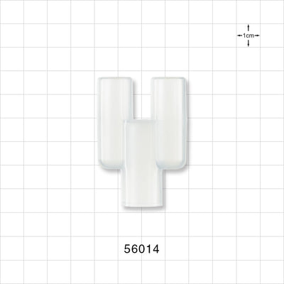 Y Connector, Parallel, Tubing Ports, Natural - 15 mm OD x 15 mm OD x 15 mm ID/17 mm OD - 56014