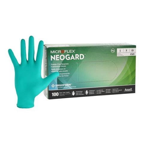 Microflex Inc -MICROFLEX Neogard Neoprene Exam Gloves Small Standard Green Non-Sterile Not Chemo Approved, 10 BX/CA C521