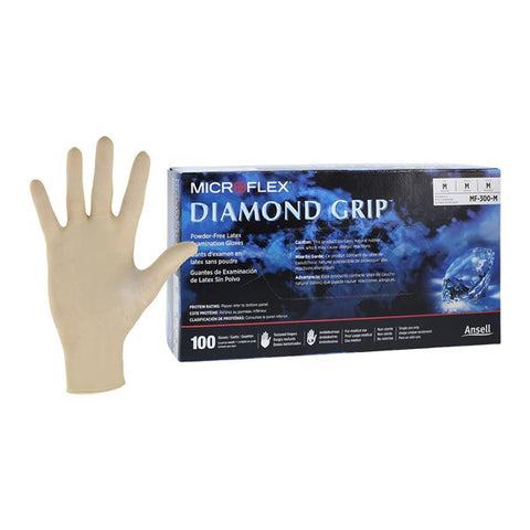 Microflex Inc -MICROFLEX Diamond Grip Exam Gloves Medium Standard Natural Non-Sterile Not Chemo Approved, 10 BX/CA MF-300-M