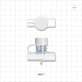 T Connector, Valved with Cap - 22 mm OD x 15 mm OD x 15 mm ID - 56617