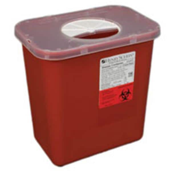 Henry Schein Inc. -Sharps Container 2gal Red/Clear 10-3/10x7x10-1/10" Rotor Lid Polypropylene Nestable Shatter/Puncture Resistant Each, 20 EA/CA 0320-150R-HS