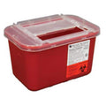 Henry Schein Inc. -Sharps Container 1gal Red/Clear 10-3/10x7x5-3/5" Sliding Lid Polypropylene Nestable Shatter/Puncture Resistant Each, 32 EA/CA 0319-1500-HS