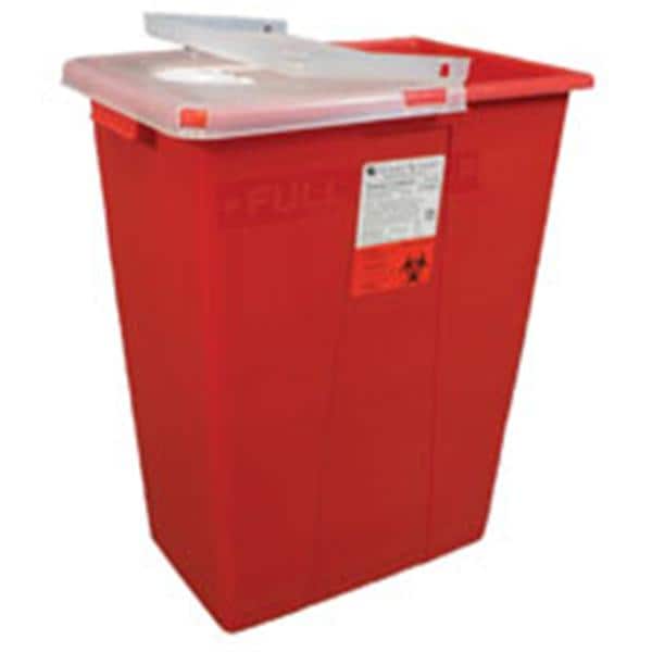 Henry Schein Inc. -Sharps Container 8gal Red/Clear 15x10-1/2x17-2/5" Rotor/Hinged Lid Polypropylene Nestable Shatter/Puncture Resistant Each, 10 EA/CA 0380-150R-HS