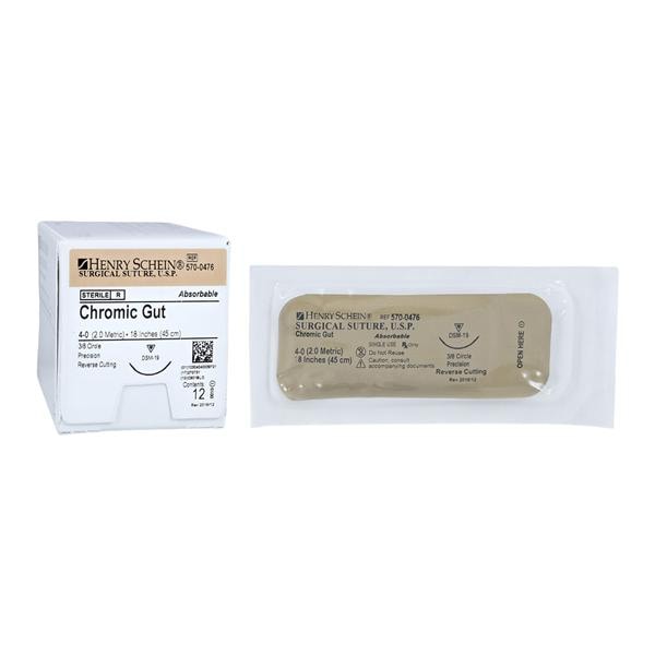 Henry Schein Inc. HSB Suture 4-0 18" Chromic Gut Monofilament DSM19 12/Bx - 5700476