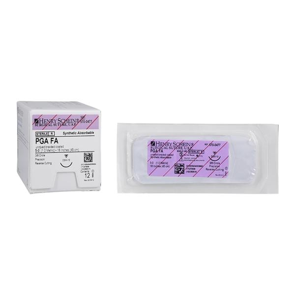 Henry Schein Inc. Suture 5-0 18" Polyglycolic Acid/Fast Absorbtion Braid C-3 12/Bx - 5700477