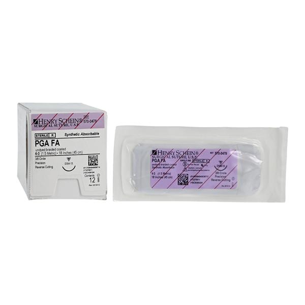 Henry Schein Inc. Suture 4-0 18" Polyglycolic Acid/Fast Absorbtion Braid C-3 12/Bx - 5700478