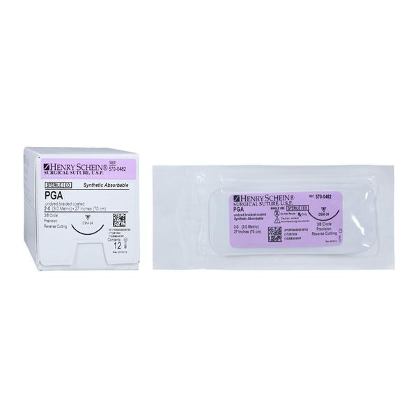 Henry Schein Inc. Monoderm Suture 2-0 27" Polyglycolic Acid Monofilament DS-24 Undyed 12/Bx- 5700482