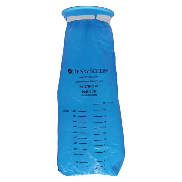 Henry Schein Inc. -Henry Schein Emesis Bag 8.5x5x5" Translucent Blue Plastic Disposable 24/Package, 6 PK/CA 5701178
