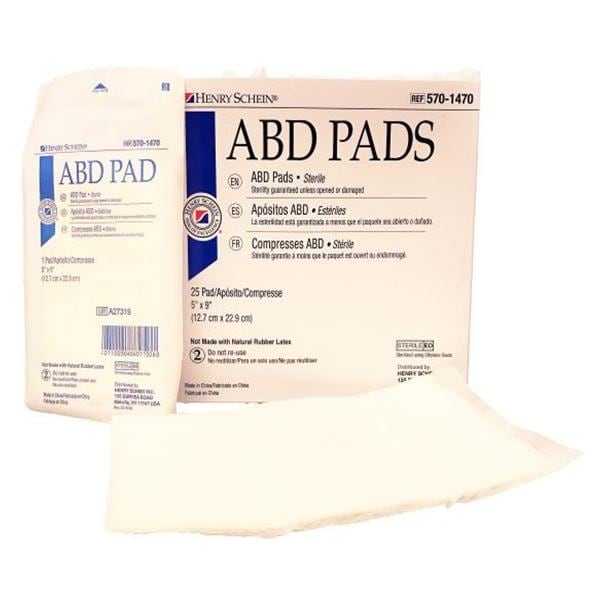 Henry Schein Inc. Cellulose ABD Pad 5"x9" Sterile Not Made With Natural Rubber Latex, 16 BX/CA - 5701470
