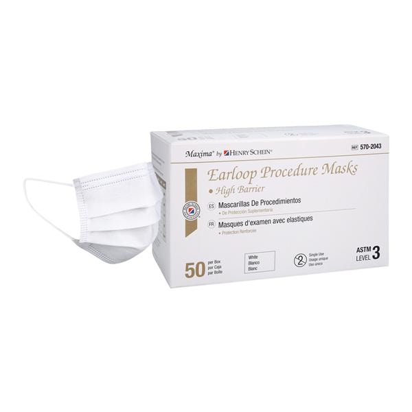 Henry Schein Inc. Criterion Earloop Mask ASTM Level 3 White 50/Bx, 6 BX/CA - 5702043