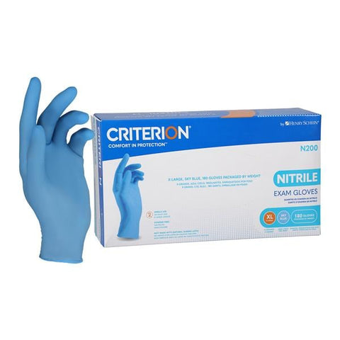 Henry Schein Inc. -Criterion N200 Nitrile Exam Gloves X-Large Standard Sky Blue Non-Sterile Chemo Tested, 10 BX/CA 5702101