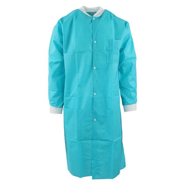 Henry Schein Inc. -Maxi-Gard Protective Lab Coat SMS Small Teal Non Sterile Disposable 3 Pockets Snap Front Long Sleeves 10/Package, 5 PK/CA 5702341