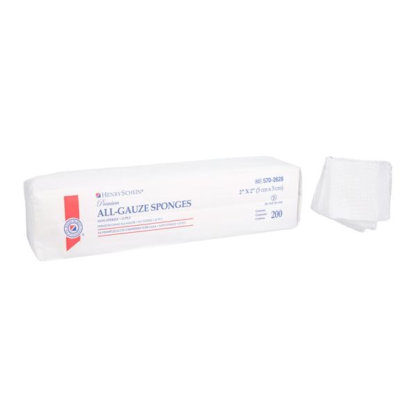 Henry Schein Inc. Henry Schein Premium 100% Cotton All-Gauze Sponge 2x2" 12 Ply Non-Sterile Sqr LF, 40 PK/CA - 5702628