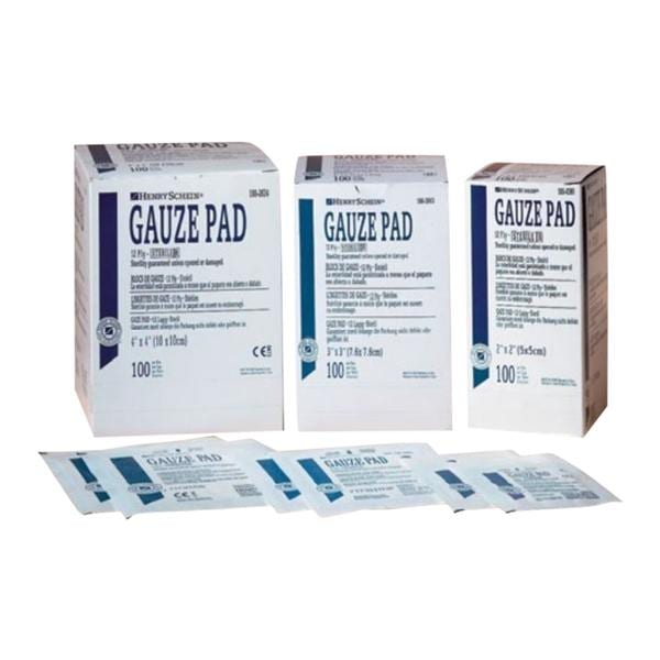 Henry Schein Inc. 100% Cotton Gauze Pad 3x3" 12 Ply Sterile Square LF, 24 BX/CA - 5702629