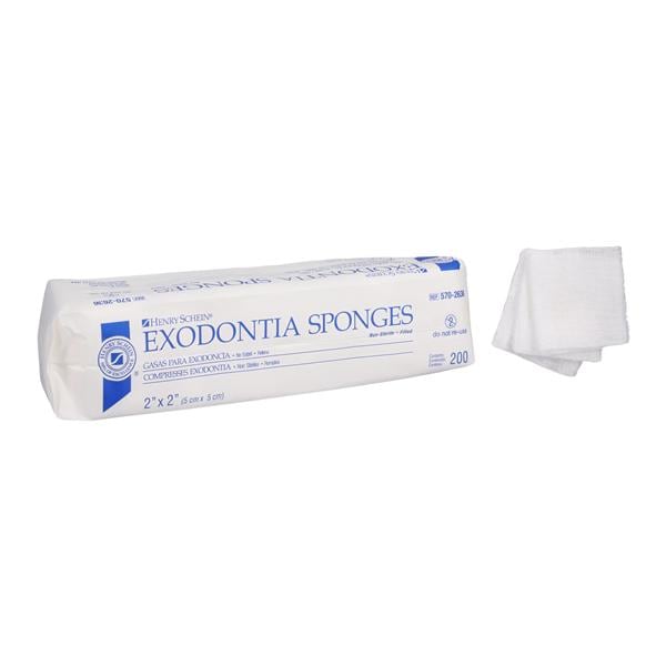 Henry Schein Inc Cotton Filled Exodontia Sponge 2x2" 8 Ply Non-Sterile Square LF . - 5702636